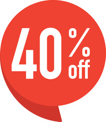 40 percent off. Colorful red speech bubble with quote. Blog management, blogging and writing for website. Concept poster for social networks, advertising, banner