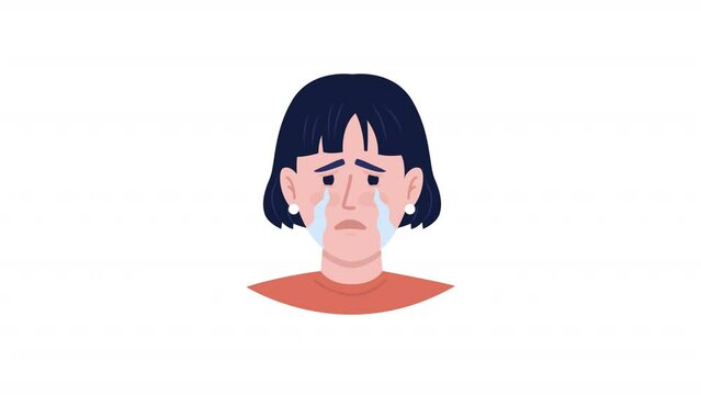 Animated negative emotions set. Bad feelings. Angriness and fear. Flat character head with facial expression animation. Colorful cartoon style HD video footage on white with alpha channel transparency