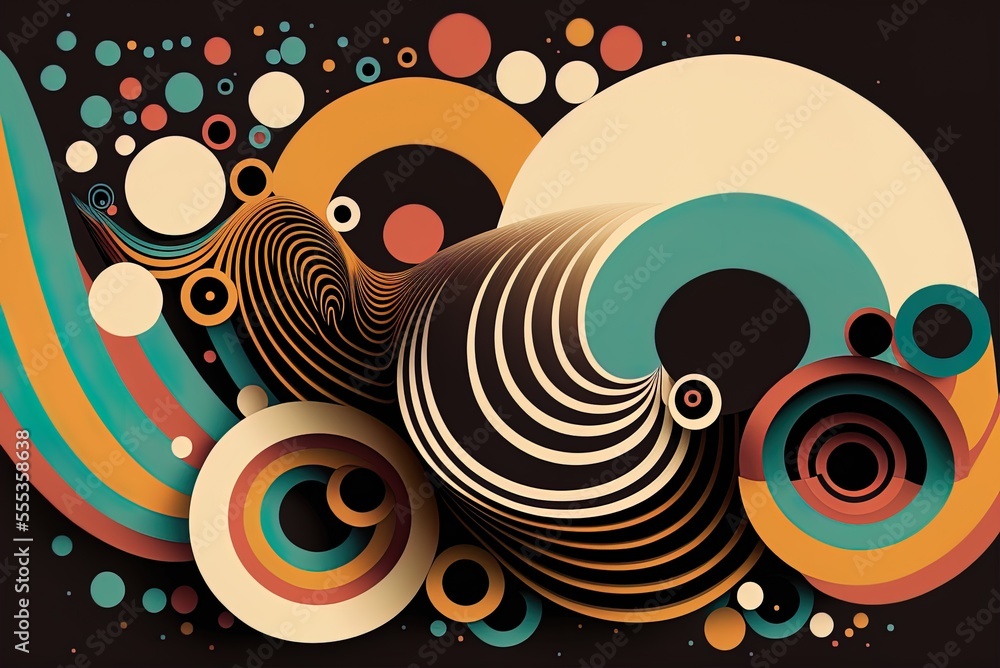 Poster background with abstract, kinetic forms in a flat design. generative ai
