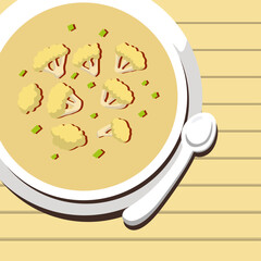 cauliflower gratin flat style illustration vector design