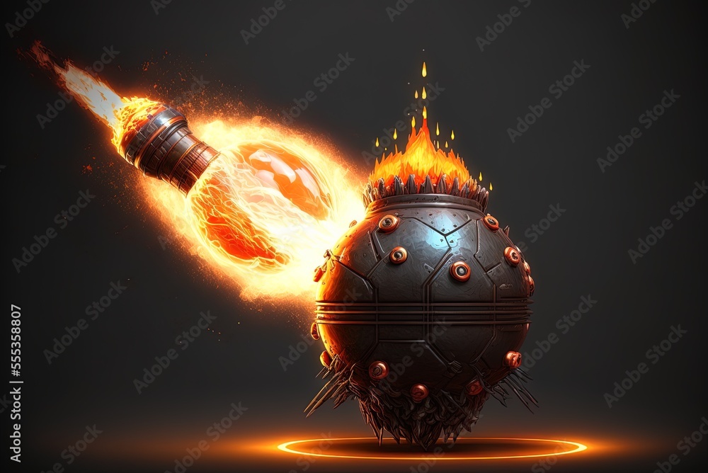 Poster an animated image of a bomb going off and a dynamite going off, complete with flames and smoke, for 