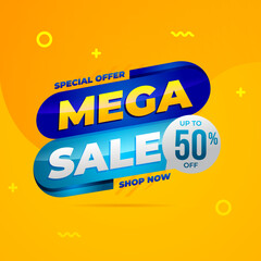 Mega sale banner vector, background design of special offer sale promotion for advertising and discount event