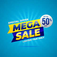 Mega sale banner vector, background design of special offer sale promotion for advertising and discount event