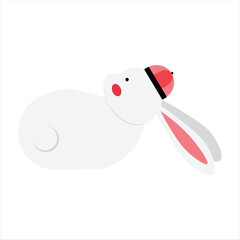 Cute Rabbit Wearing China Hat