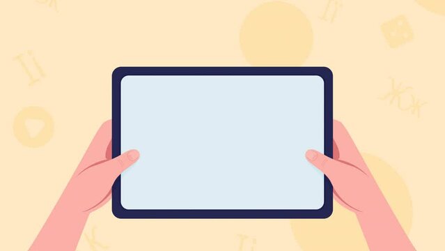 Animated using tablet illustration. Screen time. Studying video. Looped flat color 2D cartoon characters animation with learning language online on background. HD video with alpha channel