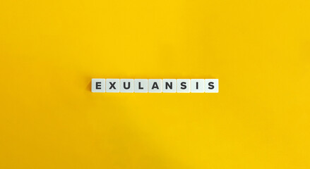 Exulansis Word on Block Letter Tiles on Yellow Background. Minimal Aesthetics.