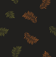 Vector seamless tropical background. Botanical pattern. Bright foliage. Tropical plants. Fabric, paper, wallpaper.	