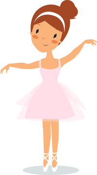 Ballerina girl. Girl dancing. Cute girl dancing ballet. Pink ballet dress.