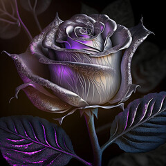 pearlescent purple rose, textures rose, generative ai composite
