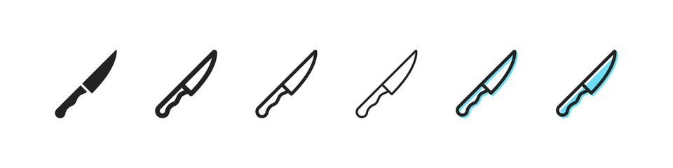 Kitchen knife line icon. Sharp knife for slicing and cooking. Cook, canteen, carving knife, chopper. Eating concept. Vector line icon on white background
