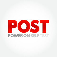 POST - Power On Self Test acronym, technology concept background