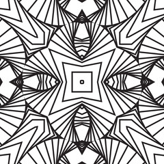 Monochrome 3D dimensional lined cubes in seamless pattern, on a white background. Geometric shapes from the black lines.