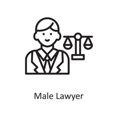 Male lawyer Vector Outline Icon Design illustration. Law Enforcement Symbol on White background EPS 10 File