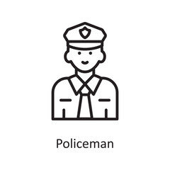 Policeman  Vector Outline Icon Design illustration. Law Enforcement Symbol on White background EPS 10 File