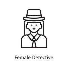 Female detective  Vector Outline Icon Design illustration. Law Enforcement Symbol on White background EPS 10 File
