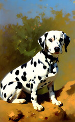 Portrait Painting of a Dalmatian created with Generative AI