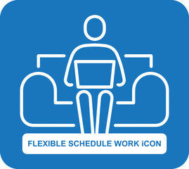 Fototapeta premium Flexible schedule work icon, time management icon blue vector