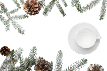 Coffee cup and Christmas decorations