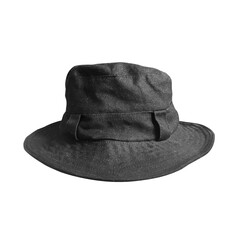 Black bucket hat mockup transparent