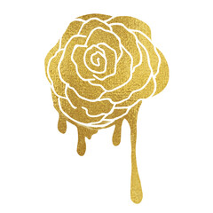 glitter gold rose for congratulations on St. Valentine, wedding, holiday