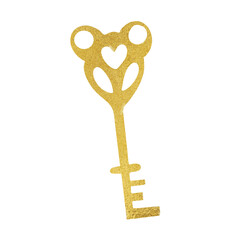 glitter gold heart key