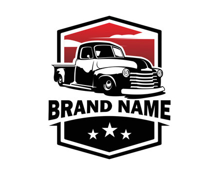 old 1950's chevy truck logo. come up with a stunning view of the red sky. Best for badges, emblems, icons and the old truck industry.