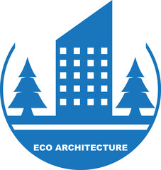 Eco architecture icon, eco-friendly residential icon blue vector