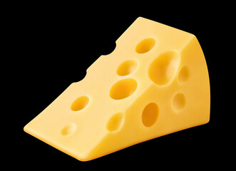 Piece of delicious cheese, isolated on black background
