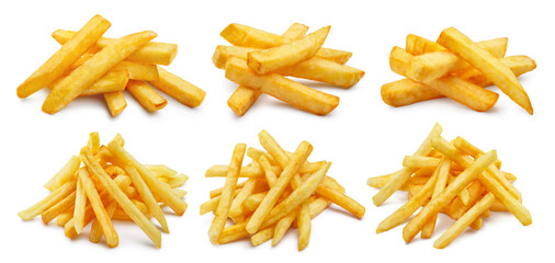 Potato fries collection, isolated on white background