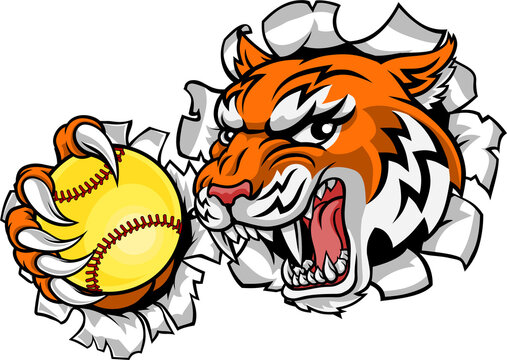 Tiger Softball Animal Sports Team Mascot