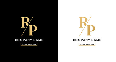 RP logo letter or RP letter logo vector on white and black background. RP letter logo with go concept. Elegant gold colored RP letter logo. Suitable for company logos with the initials R And P.