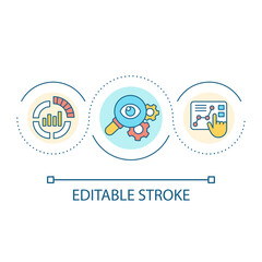 Using statistical tools loop concept icon. Analyzing data abstract idea thin line illustration. Discovering trends. Market analytics. Isolated outline drawing. Editable stroke. Arial font used
