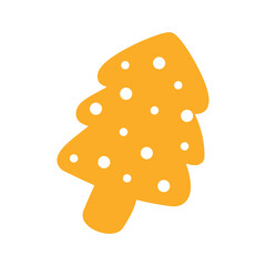 simple illustration of a Christmas tree cookie, cookie isolated on white