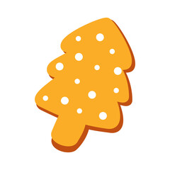 simple illustration of a Christmas tree cookie, cookie isolated on white
