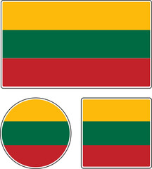 State flag of Lithuania. Red green green yellow vector illustration.