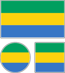 State flag of Gabon. Green yellow blue vector illustration.