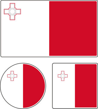 National flag of Malta. Illustration with a sign.