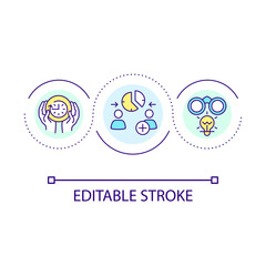 Helping overworked employee loop concept icon. Find time for creativity. Hiring temporary worker abstract idea thin line illustration. Isolated outline drawing. Editable stroke. Arial font used