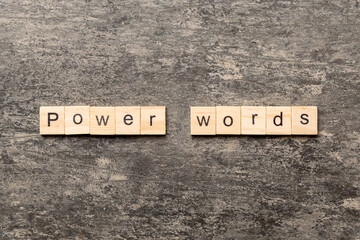 POWER WORDS word written on wood block. POWER WORDS text on table, concept