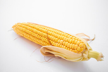 fresh corn on the white