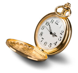 Vintage old golden pocket watch