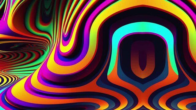 A trippy acid, dmt stripy pattern background. Vivid colors with a flowing moving pattern