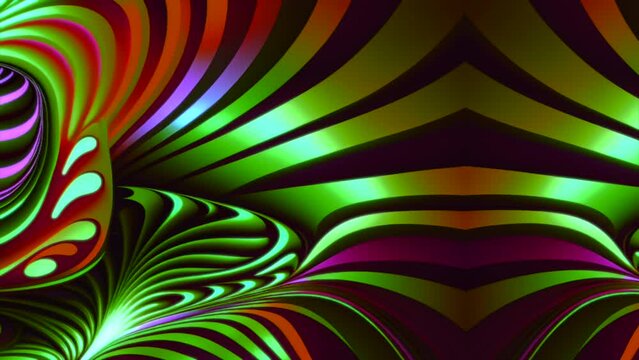 Inside a trippy hallucinogenic striped pattern background with morphing shapes