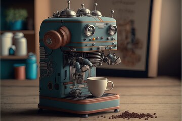 high resolution picture,  Cute tiny toy robot doing everday tasks, amazing 3D graphic, . AI Generative