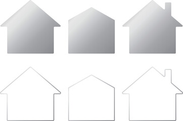 家のアイコン6種セット　シルバー