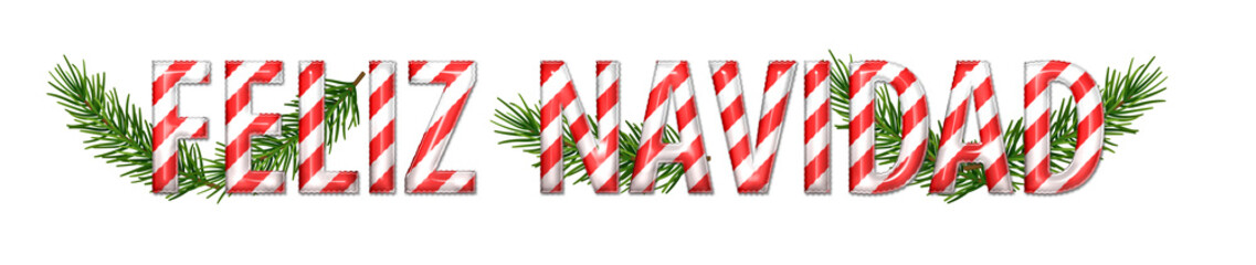 Feliz Navidad hand lettering calligraphy isolated on white background.holiday illustration element. Merry Christmas script calligraphy