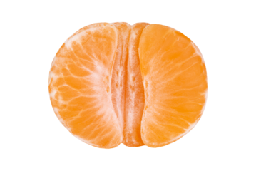 Half of peeled tangerin isolated on a transparent background.