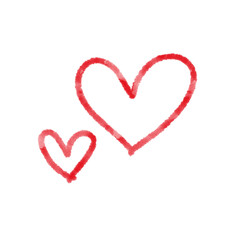 Watercolor hearts shapes doodle illustration for valentines day