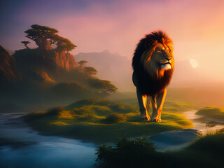 Lion in the jungle. Generative AI