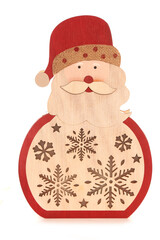 Wooden christmas santa decoration isolated on a white background
